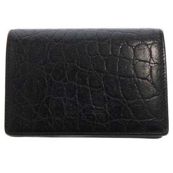 SAINT LAURENT PARIS Crocodile Bifold Case Business Holder Black - Picture 1 of 6